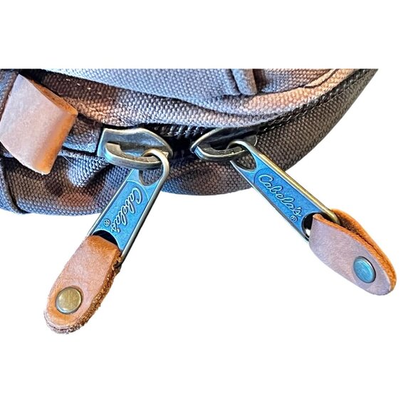 Cabelas Brown Canvas & Leather Travel Bag With Dual Pockets Collapsible bottom - Picture 10 of 16